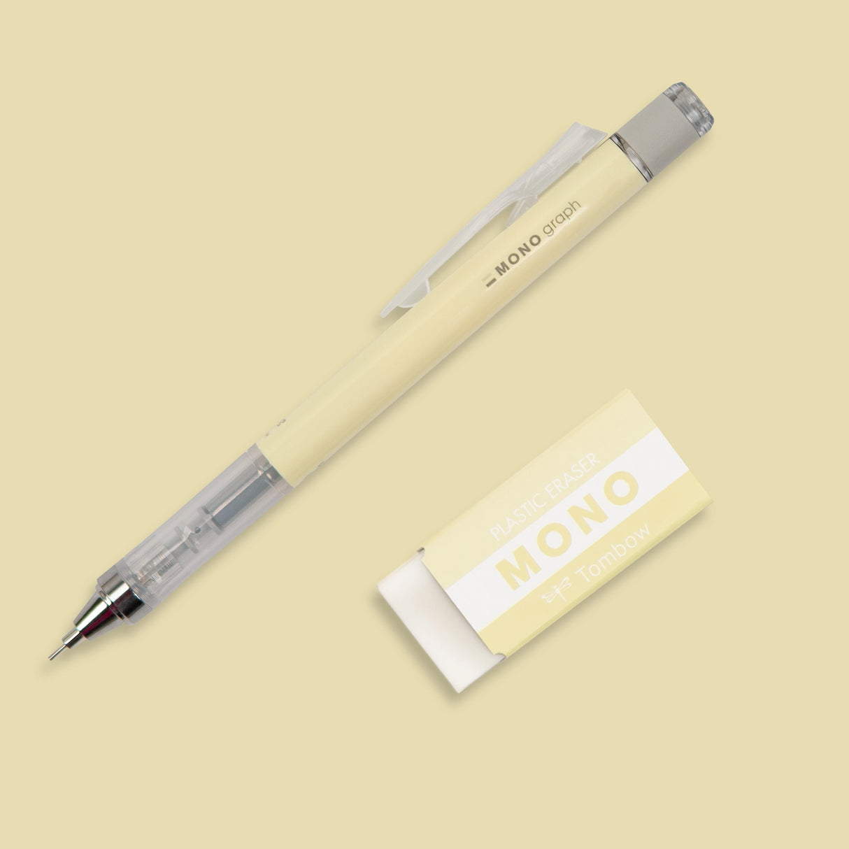 Mono Graph Mechanical Pencil + Eraser Set - Cream Yellow