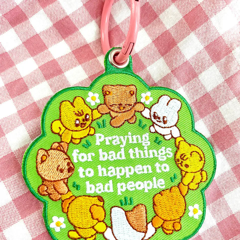 Maobabie Praying For Bad Things Embroidered Keychain