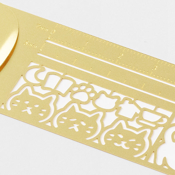 Midori Clip Ruler - Brass - Cat