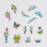 Hobonichi iyo okumi: Transparent Embroidery Sticker Set - My Garden
