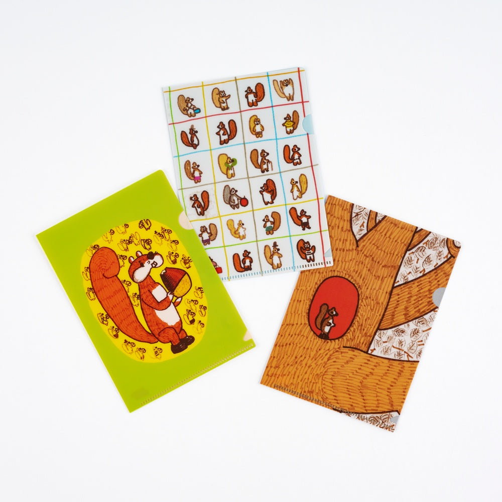 Hobonichi 100%ORANGE: Hobonichi Folder Set of 3 for A6 Size (Squirrel’s Moving Day)