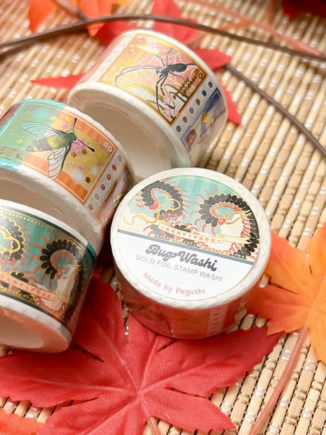 Pegushi Washi Tape - Gold Foil Bug Stamp