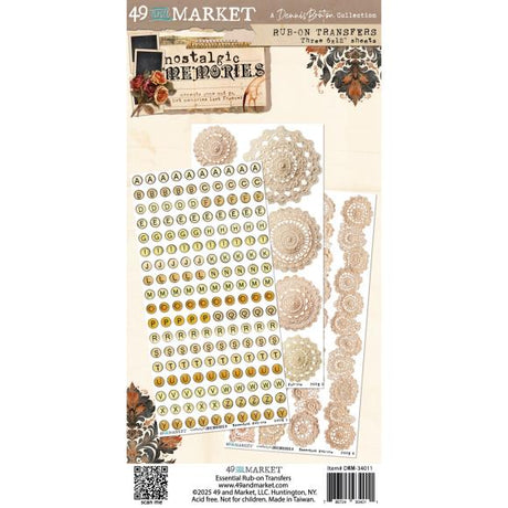 Unlock a world of beautiful, aged texture with the Nostalgic Memories Essential Rub-on Transfer set by Dennis Bruton.

This pack delivers an effortless way to layer intricate, vintage imagery onto any craft project without the bulk of paper.
