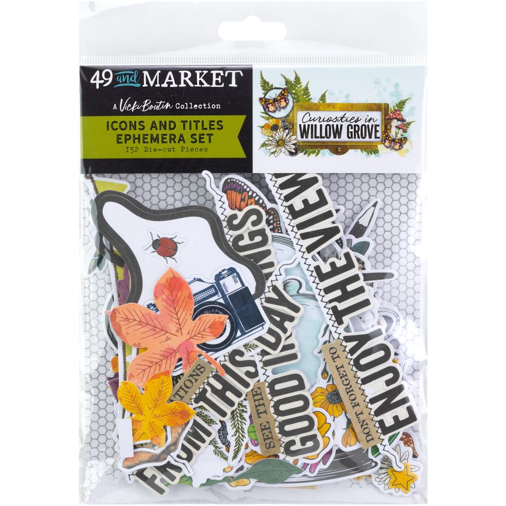 49 and Market Curiosities In Willow Grove Ephemera Set - Icons And Titles Die Cuts