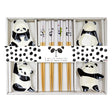 This adorable box set includes 4 sets of chopsticks and sauce dishes.

Size: 9 inch chopsticks, 3 inch L sauce dish
Material: Bamboo and Ceramic
Origin: China
