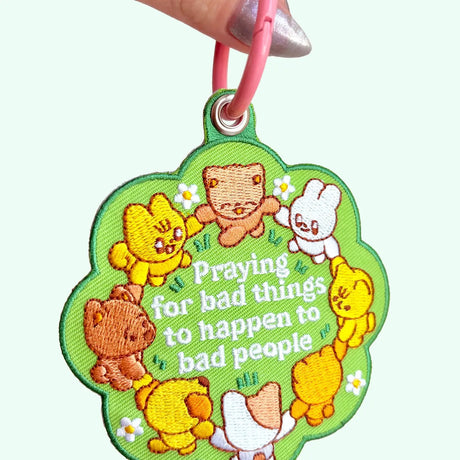 Maobabie Praying For Bad Things Embroidered Keychain