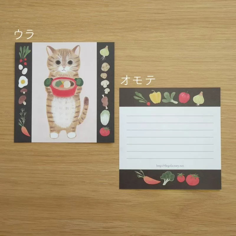 Featuring charming watercolor of cats with flowers and plants from Japanese illustrator 4legs

It is a convenient size that is not too big or too small.&nbsp;Please use it&nbsp;as a communication tool for small thank you and announcements.&nbsp;There are no lines on the front side, so&nbsp;you can use it freely as&nbsp;a shop card or business card&nbsp;with stamps and stickers&nbsp;as well as memos and letters.&nbsp;It is a great gift for people who like paper.&nbsp;The gorgeous and gentle designs&nbsp;will