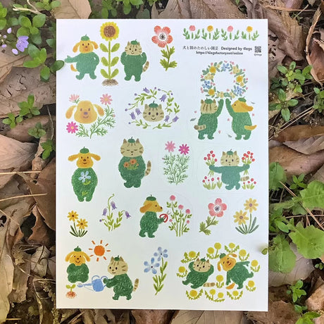 4legs Sticker Sheet - Fun Gardening for Dogs and Cats

Featuring adorable illustrations of cats and dogs spending their day gardening. These sticker sheets feature 18 different designs! These designs add personality and charm to journals, planners, scrapbooks, and happy mail.

Size: approx. 3.75in x 4.75in
Contents: 1 sheet