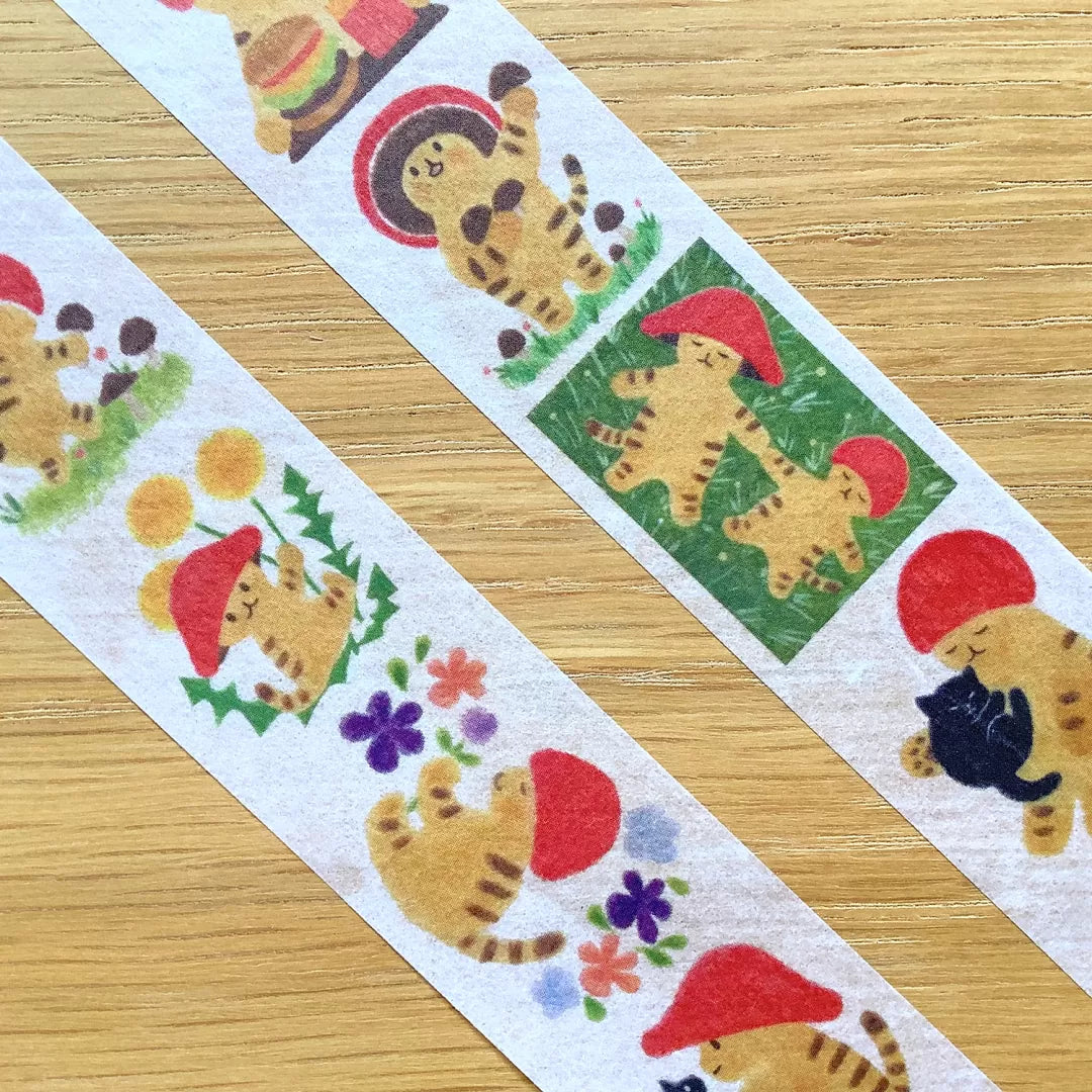 This charming washi tape features twelve adorable mushroom cat illustrations making it a must‑have for cat lovers and stationery fans alike. Each little mushroom cat has its own personality, making the tape fun to use as a continuous border or cut into individual accents.

24mm x 7m
Includes 1 roll of washi tape
Made in Japan