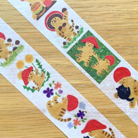 This charming washi tape features twelve adorable mushroom cat illustrations making it a must‑have for cat lovers and stationery fans alike. Each little mushroom cat has its own personality, making the tape fun to use as a continuous border or cut into individual accents.

24mm x 7m
Includes 1 roll of washi tape
Made in Japan