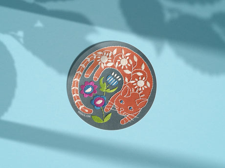 Garden Cat 3" Vinyl Circle Sticker