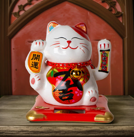 Urban Tokyo - 5 Inch Tall Solar Powered Lucky Cat with Movable Arm

Size: 5"H

Material: Ceramic