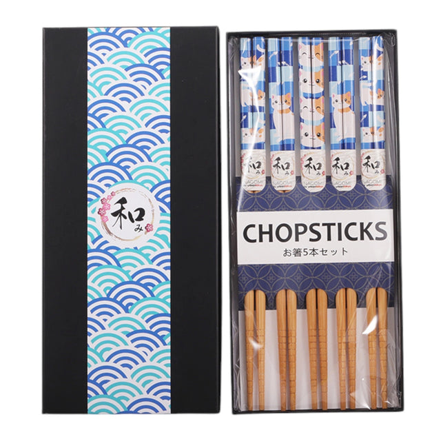 5 Piece Chopsticks Set - Neko Friends

This set includes 5 sets of chopsticks inside a gift box.&nbsp;

Material: Bamboo&nbsp;
Size: 9"L
Origin: China
