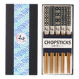 This set includes 5 sets of chopsticks inside a gift box.&nbsp;

Material: Bamboo&nbsp;
Size: 9"L
Origin: China