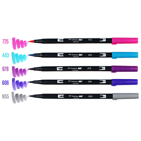 Dual Brush Pen Art Markers Galaxy 6-Pack