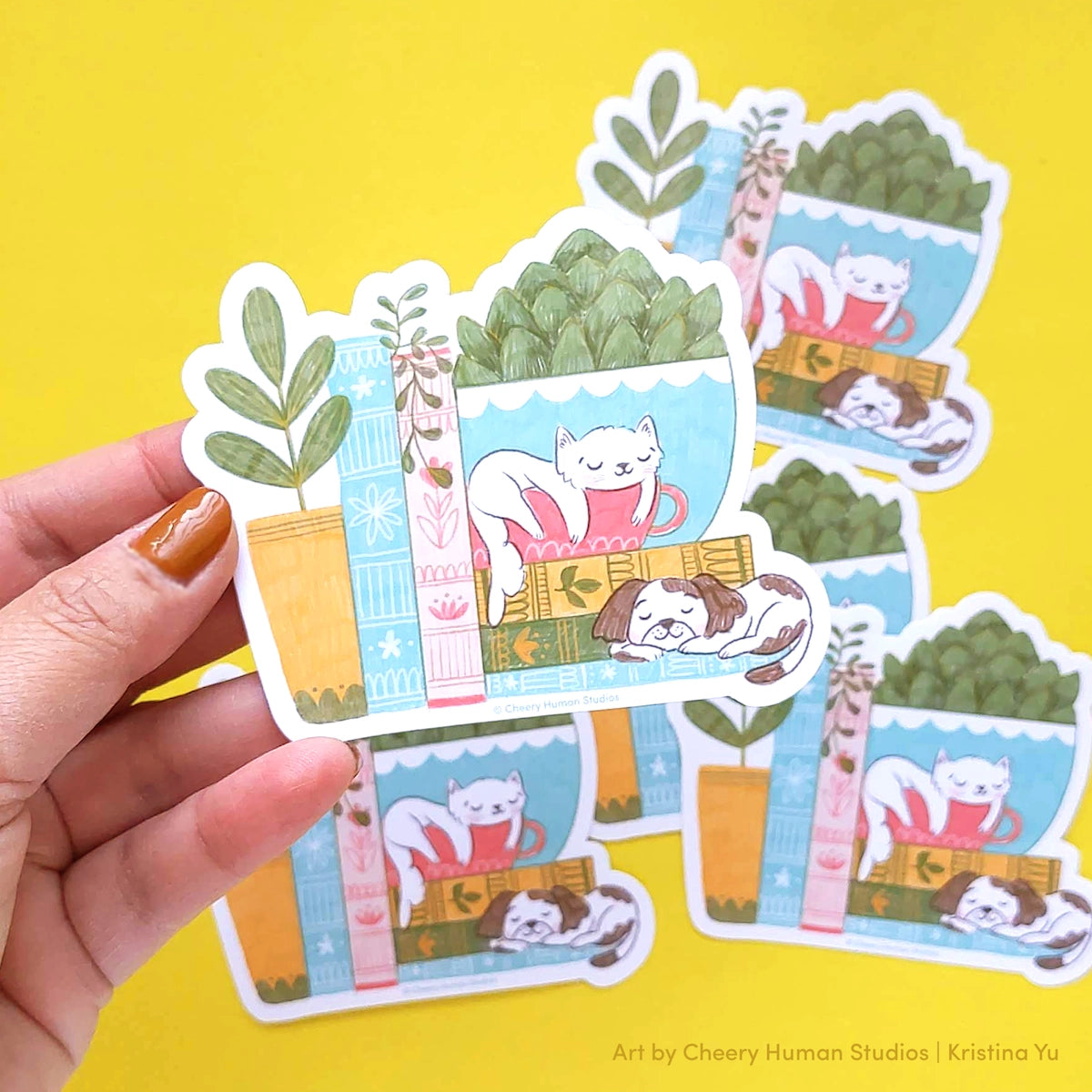 Cozy Cat & Dog Friends Vinyl Sticker