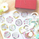 Yellow Flower Wreath Flake Sticker (40pcs)