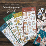 Antique Girl Sticker Playing Time