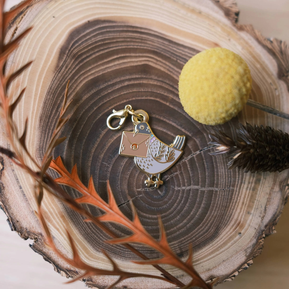 Pigeon Snail Mail Notebook Charm