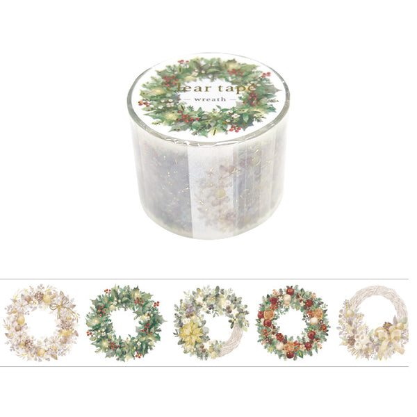 Christmas Wreaths Clear PET Washi Tape Gold Foil Mind Wave