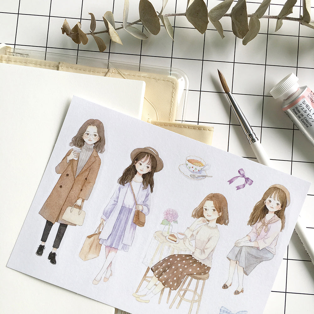 Hoja de pegatinas A Gentle Whisper Girl, tamaño A6 (juego de 4)