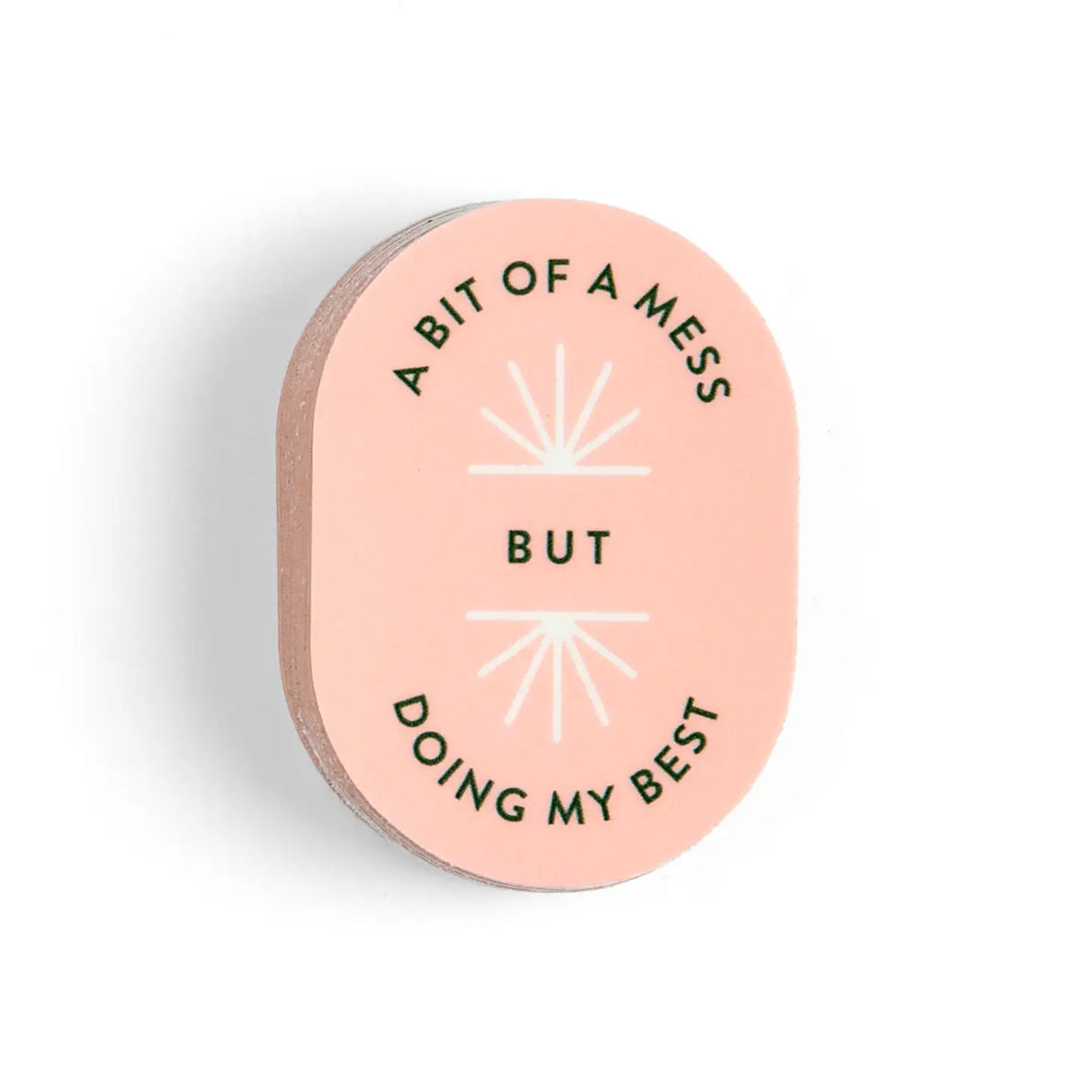 Embrace the chaos with a little self-love! The A Bit of a Mess But Doing My Best sticker is a cute and encouraging reminder that perfection isn’t the goal—progress is. Perfect for laptops, water bottles, planners, or anywhere you need a little motivation, this aesthetic, minimalist design makes it a great gift for students, busy professionals, or anyone juggling life’s ups and downs.

• Size: 1.4×2"

• Water and fade-resistant laminated finish