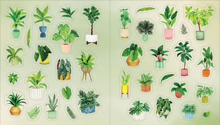 A collection of 675+ beautifully illustrated stickers for every plant enthusiast.

Immerse yourself in the world of plants with this stunning collection of hand-painted stickers, each one a loving ode to the greenery all around us. Potted houseplants add coziness to a sunny windowsill; prickly cacti adorn a warm desert landscape; ladybugs and tulips hide among an inviting garden oasis; tiny terraria perch on a wooden shelf; and much more.

Every sticker is a small work of art, meant to inspire creativity an