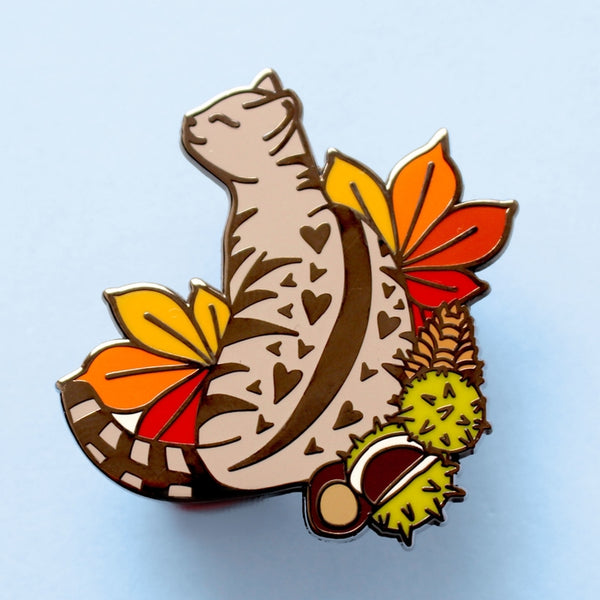 Acorn Tabby Cat Enamel Pin – Autumn Fall Collection
