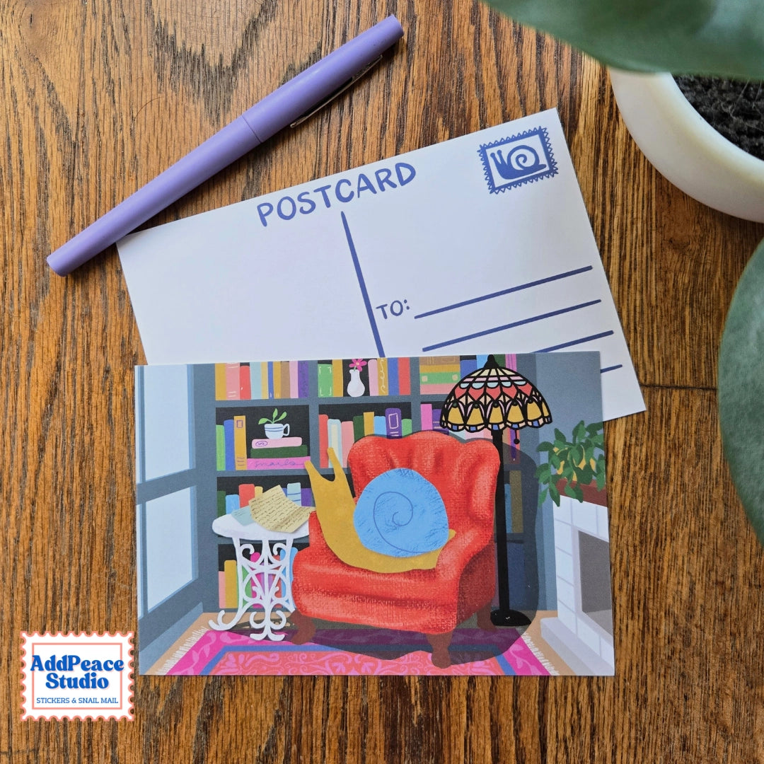 A love letter to snail mail and the joy of sending something real. This 12 postcard set features bright, imaginative illustrations centered around writing, reading, and the magic of meaningful connection.

Details

Set of 12 unique illustrated postcards
Professionally printed on sturdy matte cardstock
Standard postcard size: 4 x 6 inches
Illustrated by AddPeace Studio
Made in the USA