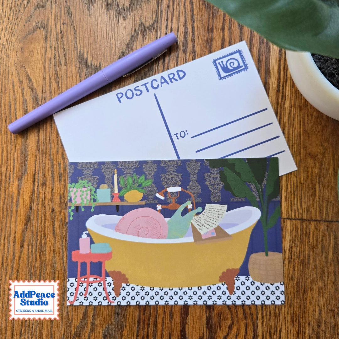 A love letter to snail mail and the joy of sending something real. This 12 postcard set features bright, imaginative illustrations centered around writing, reading, and the magic of meaningful connection.

Details

Set of 12 unique illustrated postcards
Professionally printed on sturdy matte cardstock
Standard postcard size: 4 x 6 inches
Illustrated by AddPeace Studio
Made in the USA