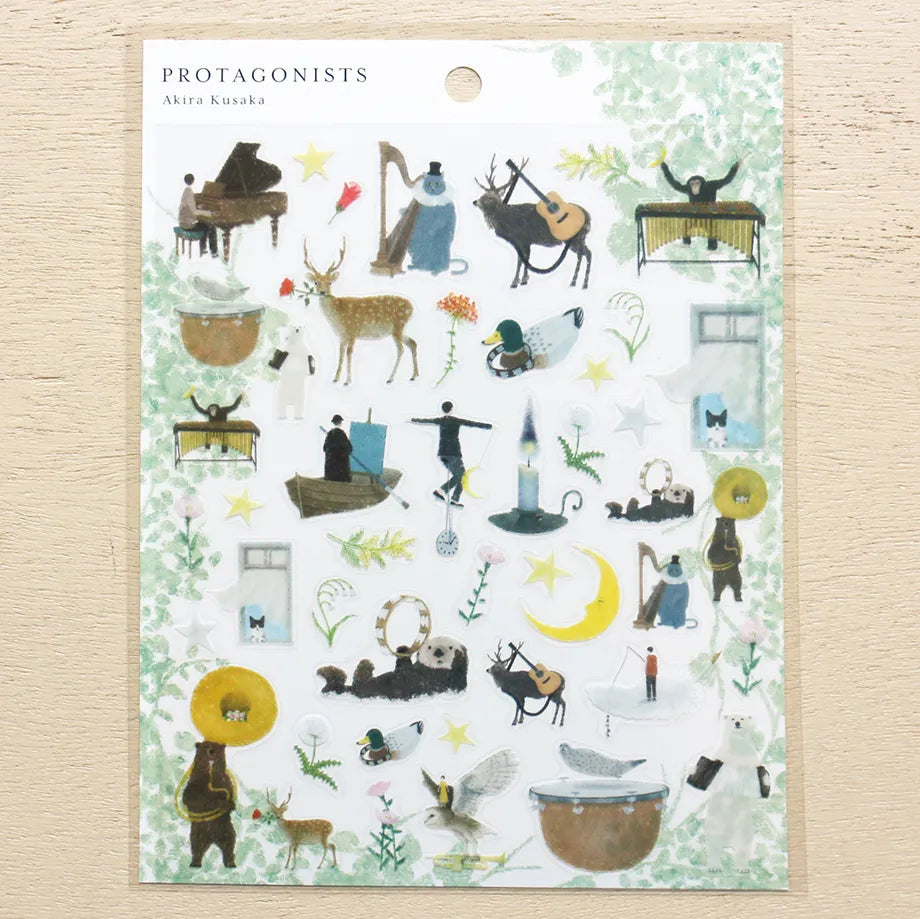 Stickers of illustrator Akira Kusaka. This sticker sheet is packed with beautiful drawings of animals playing instruments, perfect for any music lover.


Printed on PET material, the stickers have a smooth, durable finish that’s easy to peel and place - great for both everyday use and special projects.

✨ Product Details

Smooth, durable PET sticker material
Perfect for planners, journals, scrapbooking, and cardmaking
Backing Sheet Size: 141 × 188 mm
Sticker sheet size: 138 × 170 mm