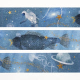 Cozyca Products - Akira Kusaka Washi Tape - Deep Blue

Masking tape by illustrator Akira Kusaka depicting astronauts and fish drifting in deep blue. With sparkling gold foil, the stars and the Milky Way are beautifully expressed.
While using it, I can't help but imagine the story behind the illustration.

20mm wide x 5m long