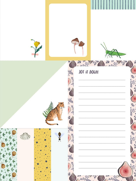 Inspired by the Henry David Thoreau quotation, “All good things are wild and free,” each colorful sticky-note, featuring illustrations by Valesca van Waveren, recalls simple joys of the world––a pressed flower, an industrious bee, an ocean-worn shell, a sweet fig––and adds a touch of nature’s beauty to your planning, note-taking, and paper correspondence.
