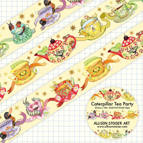 These caterpillars are hosting a tea party, and you're invited! Each decorative tea cup and tea pot features a caterpillar brewing tea made from their host plants.