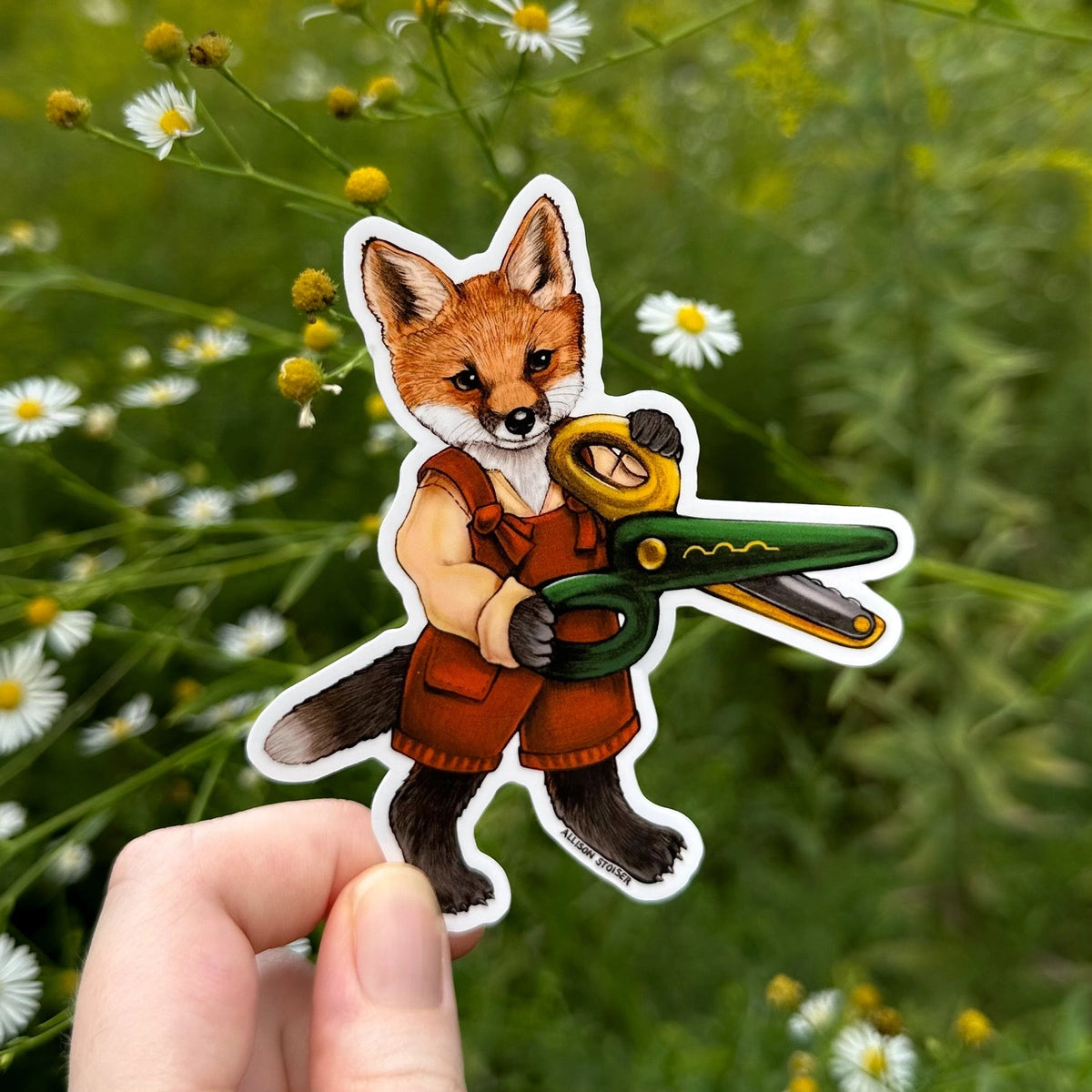 This little red fox has some craft scissors and is ready for some scrapbooking!

Original artwork hand-drawn in pencil by Allison Stoiser.
