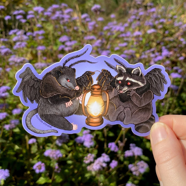 Allison Stoiser Art - Mothman Opossum & Mothman Raccoon Vinyl Sticker
