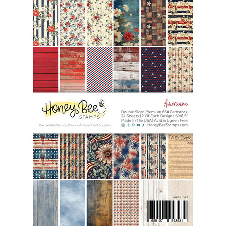 Give your cards and paper crafts a patriotic flair with our exclusive 6" x 8.5" cardstock pad! Featuring vintage red, white, and blue designs, this Americana-themed pad is perfect for adding a classic touch all year long. It includes 24 double-sided sheets with coordinating patterns, printed on smooth satin finish 65# cover cardstock for a rich, luxurious feel. Acid- and lignin-free for lasting quality, and made with love in the USA!