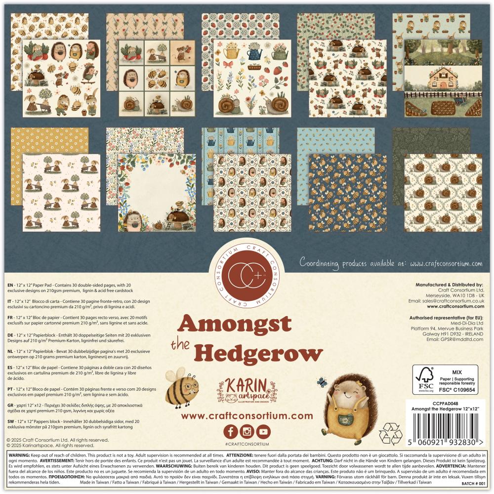 Craft Consortium Paper Pad 12"X12" - Amongst The Hedgerow