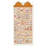 Sheet of decorative stickers with cartoon bears in various outfits on a white background.