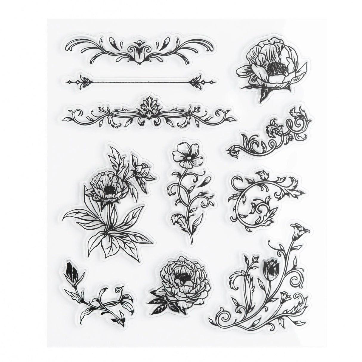 Add heirloom elegance to your pages. The Antique Floral Acrylic Stamp Set brings timeless botanical charm to journaling, planning, and creative projects with its ornate florals and vintage-inspired flourishes. Perfect for layering, borders, and decorative accents, these stamps help every spread feel artful and beautifully composed.