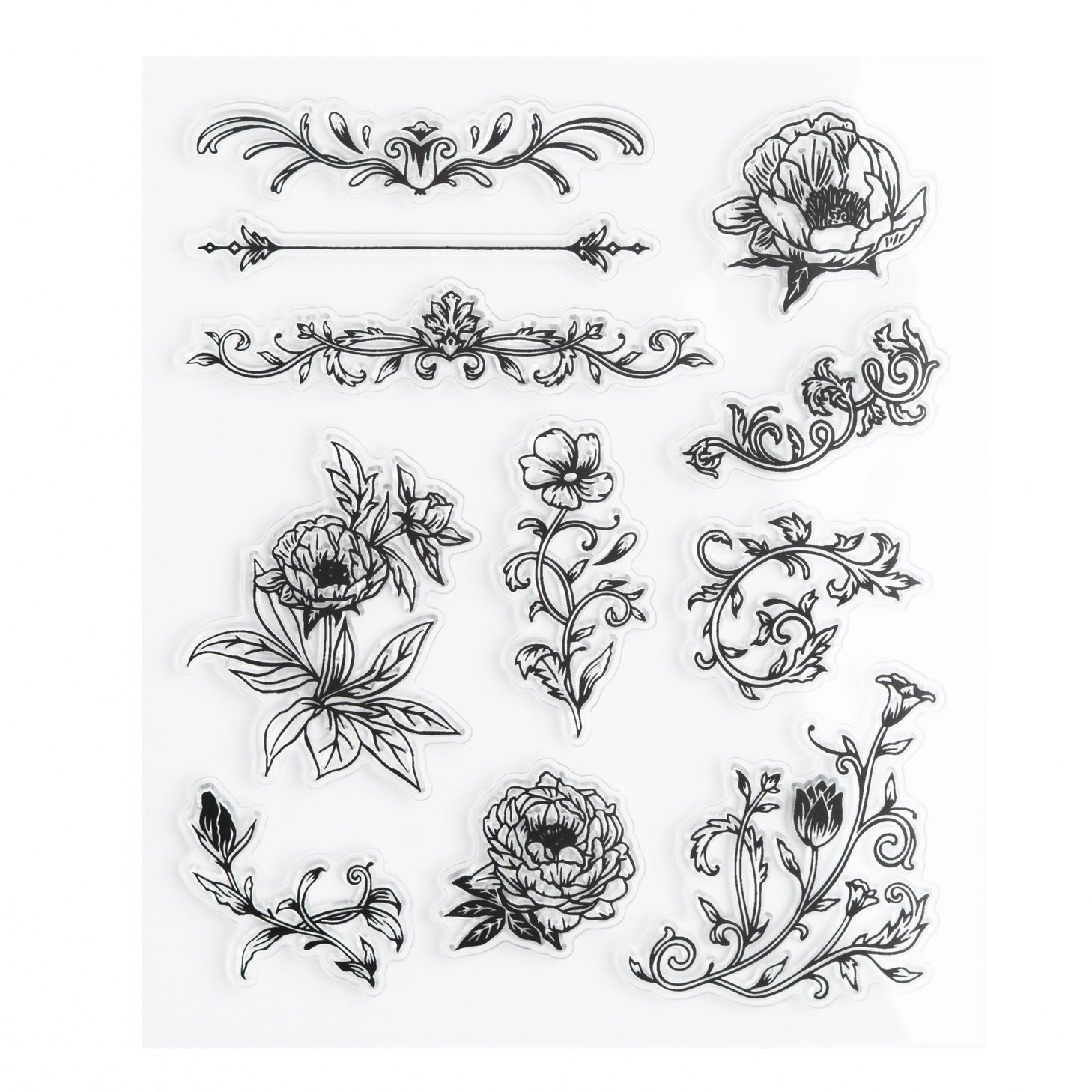 Add heirloom elegance to your pages. The Antique Floral Acrylic Stamp Set brings timeless botanical charm to journaling, planning, and creative projects with its ornate florals and vintage-inspired flourishes. Perfect for layering, borders, and decorative accents, these stamps help every spread feel artful and beautifully composed.