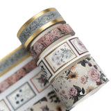 Appreciate intricate vintage designs&nbsp;with our&nbsp;Antique Floral Washi Tape.&nbsp;This set of&nbsp;4 Washi Tapes&nbsp;is&nbsp;inspired by classic florals with a vintage twist. It includes three rolls of rose and sunflower designs with one roll of a decorative stamp design, in various sizes with a rustic color palette.

Washi Tape is the perfect stationery supply to use for journaling, gift wrapping, crafting or any decorative purposes you wish to enhance with an enchanting rustic elegance.

So if you 