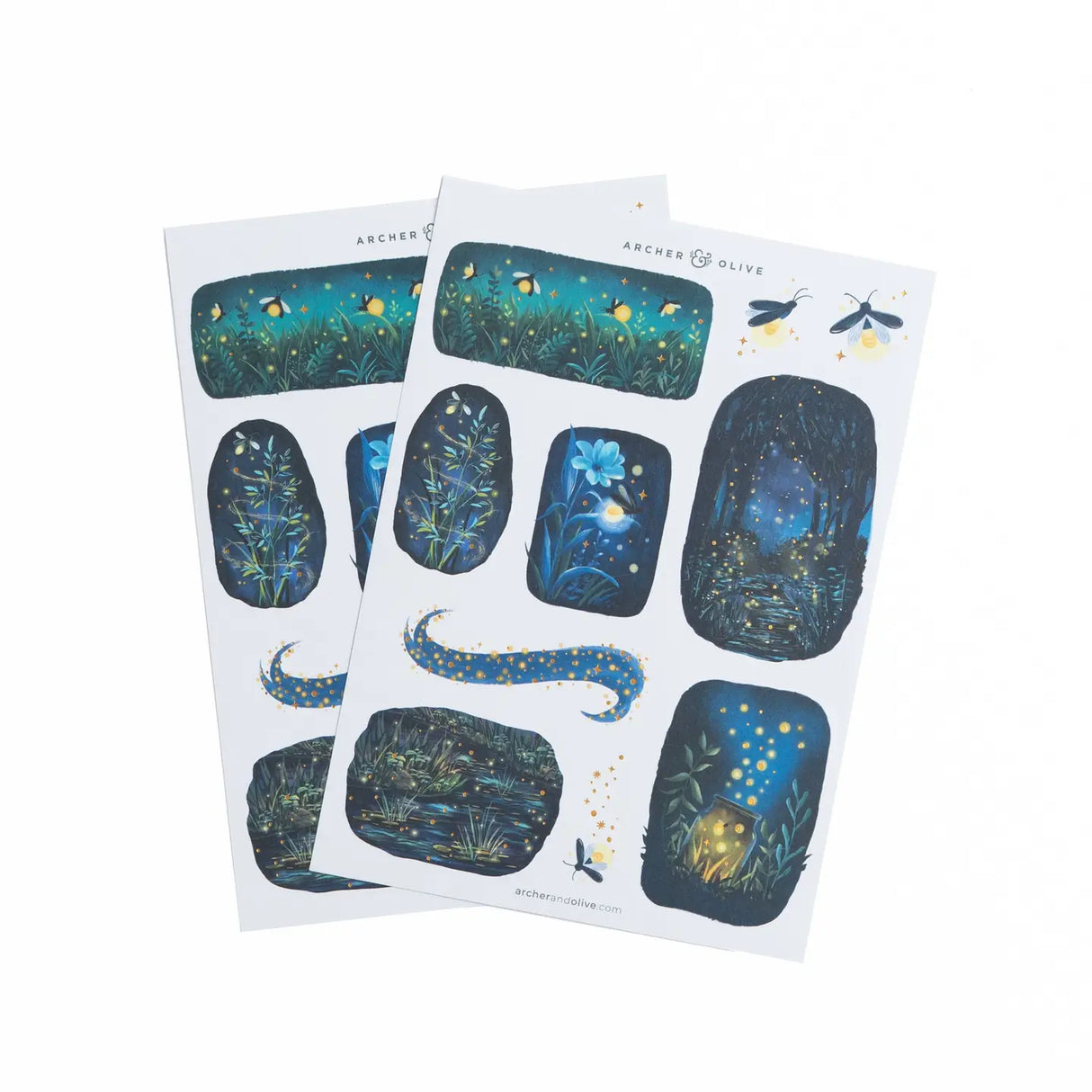 Witness the magic of nature’s fairy lights with our Firefly Night Sticker Set. These stickers are inspired by the flicker of fireflies after dusk under an endless summer sky.

Perfect to add decorative touches to your planners and bullet journals, our high-quality stickers of hand illustrated designs are printed on deluxe matte paper. Each sticker set includes 2 sheets.

Stickers can be super helpful when setting up your monthly or daily bullet journal pages. Use these magical stickers to decorate the pages