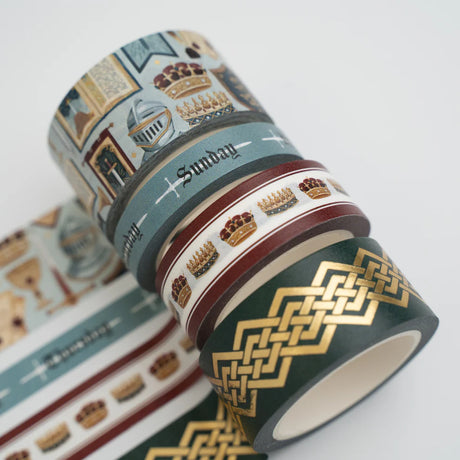 Bring a touch of medieval charm to your journaling with the Knight’s Sword Washi Tape Set—a bold, regal collection inspired by castles, crowns, and classic tales of honor.