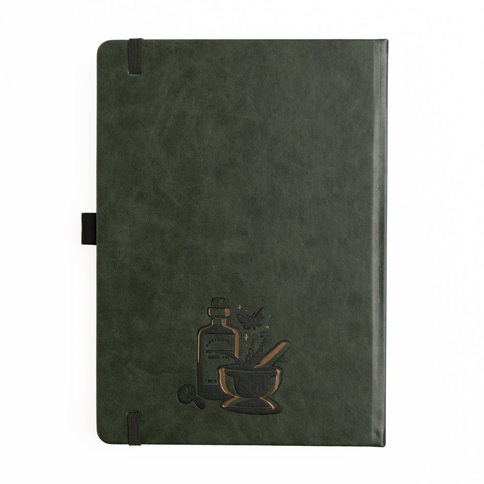 The Apothecary Shelf Notebook invites you into an enchanted workshop filled with mysterious bottles, magical herbs, curious mushrooms, and hidden woodland treasures.