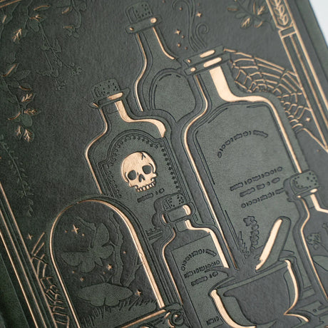 The Apothecary Shelf Notebook invites you into an enchanted workshop filled with mysterious bottles, magical herbs, curious mushrooms, and hidden woodland treasures.