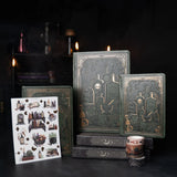 The Apothecary Shelf Notebook invites you into an enchanted workshop filled with mysterious bottles, magical herbs, curious mushrooms, and hidden woodland treasures.