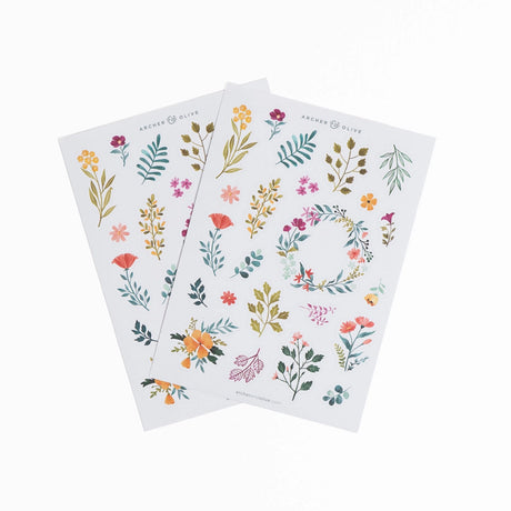 Appreciate classic elegance with our Signature Floral Sticker Set. These stickers are inspired by A&O’s signature floral designs, newly refreshed with a colorful painterly style. 

Perfect to add decorative touches to your planners and bullet journals, our high-quality stickers of hand illustrated designs are printed on deluxe matte paper. Each sticker set includes 2 sheets. Stickers can be super helpful when setting up your monthly or daily bullet journal pages. Use these cute stickers to decorate the page