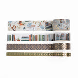 This set of 4 Storybook Washi Tapes is inspired by the joy of learning and discovering the old and the new.

This set includes two library themed rolls of washi tape and two vintage foiled washi rolls with designs reminiscent of classic treasured books and stories.