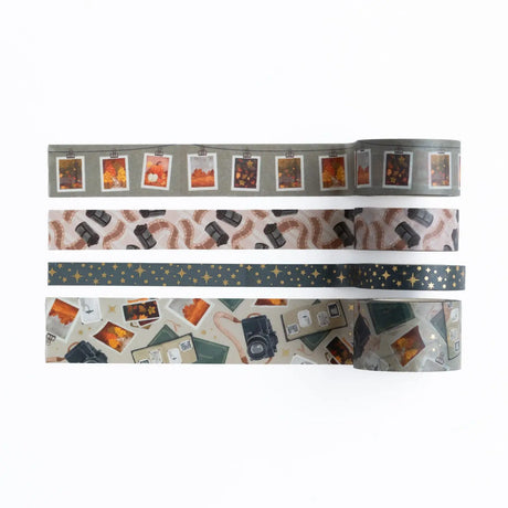 Decorate your journals, planners, or scrapbooks with the Vintage Camera Washi Tape Set. Inspired by reels of film, antique cameras, autumn landscapes and instant prints, these matte-finish tapes add warmth, charm, and storytelling magic to your creative projects. Perfect for layering, journaling, and photo-inspired designs.